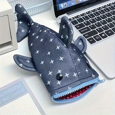 Cute shark pencil case, large capacity, multi-functional, high appearance level!