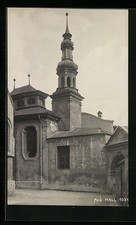 Foto-AK A. Stockhammer: Hall, Straßenpartie mit Kirche 
