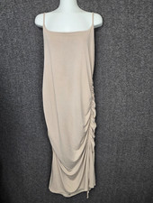 Express Maxi Dress Womens XL Beige Ruched Spaghetti Strap Soft Jersey