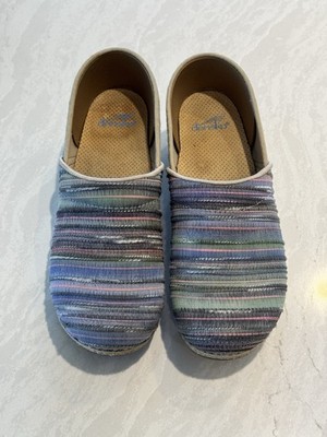 Dansko Jute Pro Clog Women 9 Multi Color Artisan Weave Rainbow Mules Comfort