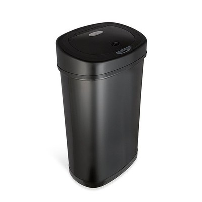 NINESTARS Oval Motion Sensor Trash Can 13.2 Gallon, Black Stainless Steel