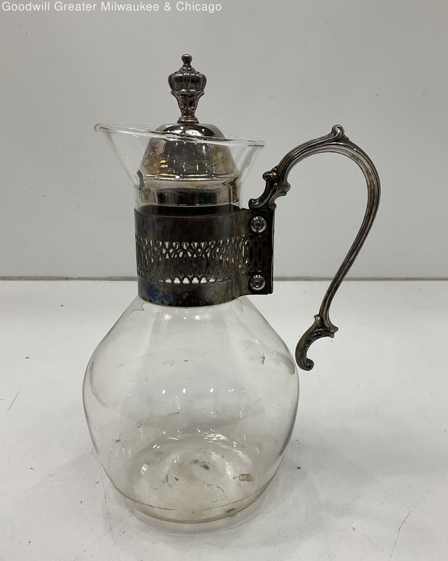 Vintage Glass and Silverplate Carafe