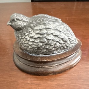 Chilmark Fine Pewter Quail Bird Figurine Metal Statue on Base, Marked