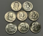 1948, 1949 AND 1949 D BU FRANKLIN HALF DOLLAR LOT / 8 COINS