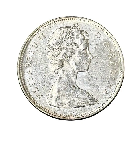 1966 80% Silver Canadian Silver Dollar Gold Tone Around Rim Canada World Coin S1