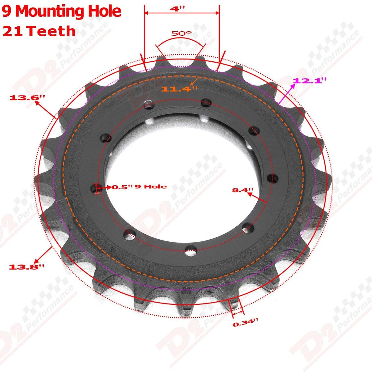 Gear Drive Sprocket For Kubota KX91-3,KX033-4,KX71-3 9 Hole