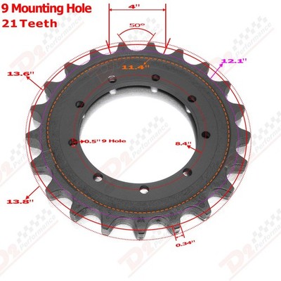 Gear Drive Sprocket For Kubota KX91-3,KX033-4,KX71-3 9 Hole