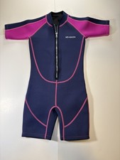 Seaskin Kid  s Shorty Wetsuit Purple  Pink Neoprene Swimsuit Girl Size 6