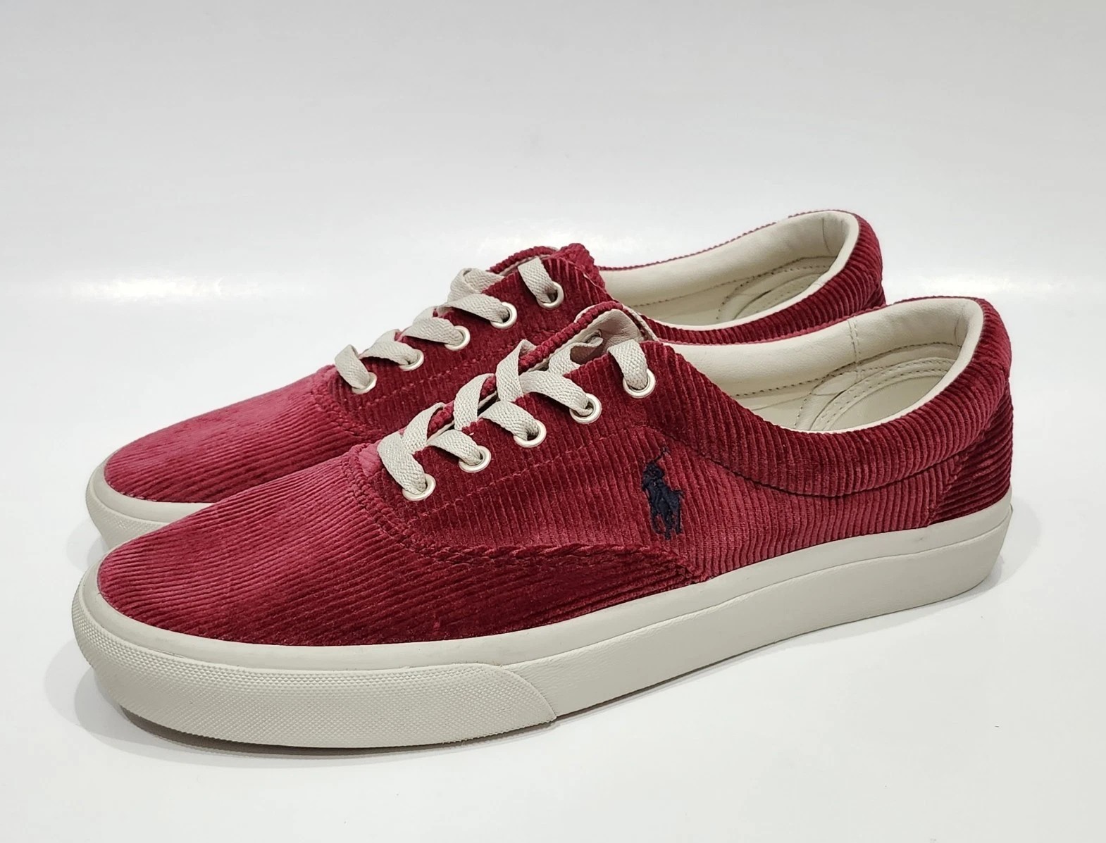Polo Ralph Lauren Keaton Pony uomo taglia 11 5 velluto a coste rosso scarpe casual nuove senza scatola