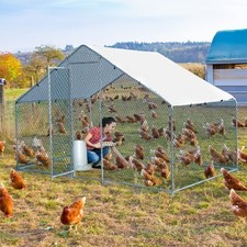 6.5 x 10 ft Metal Chicken Coop Walk-in Poultry Cage Run House Rabbits Farm Pen