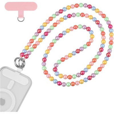 Handykette, Bunte Perlen, Universal kompatibel, 125 cm, Mit Patches