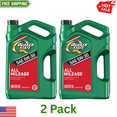 (2 pack) Quaker State All Mileage 5W-30 Motor Oil, 5 Quart