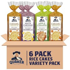 Quaker Large Rice Cakes, Gluten Free, 3 Flavor Variety 6.18 Ounce Pack of 6