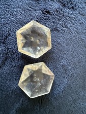 2 Large glass old buttons hexagonal shape