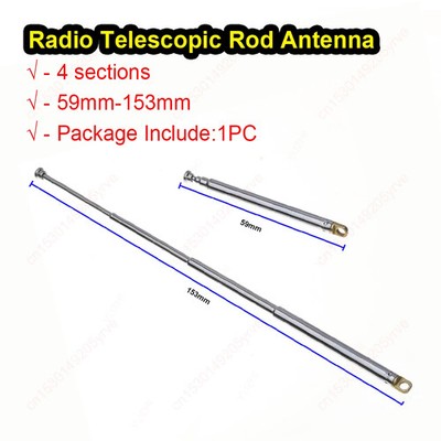 Radio Telescopic Rod Antenna 4 Sections 59mm-153mm Electronic Media Control
