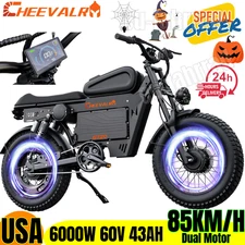 6000W Electric Motorcycle 60V 43AH 20*4.5" Fat tire E-bike CHEEVALRY GT20 85km/h