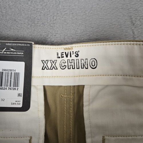 Levis XX Chino Hose Herren 31x32 Khaki Hellbraun Sta-Prest Gerade Stretch Plissee Neu mit Etikett - Bild 3 von 15