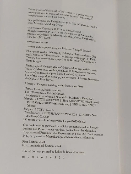 Signed Kristin Hannah The Women 1st Printing Hardcover Near Fine Condition - Image 3 of 3