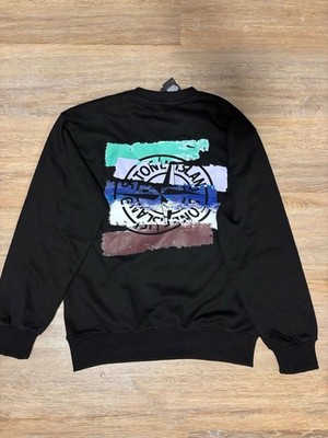 Stone Island Pullover, Größe L. In schwarz mit buntem Aufdruck