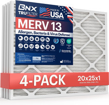 Trufilter 20X25X1 Air Filter MERV 13 (4-Pack) - MADE in USA