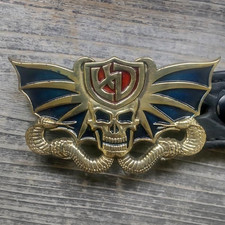 Harley Davidson Skull Snake Brass Belt Buckle Vintage MC Biker Rare