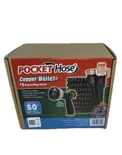 Pocket Hose Copper Bullet With Thumb Spray Nozzle Expands to 50-ft