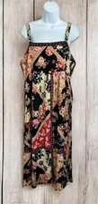 BOG Band of Gypsies Collective Anthem of the Sun Boho Midi Dress Sz Large Floral