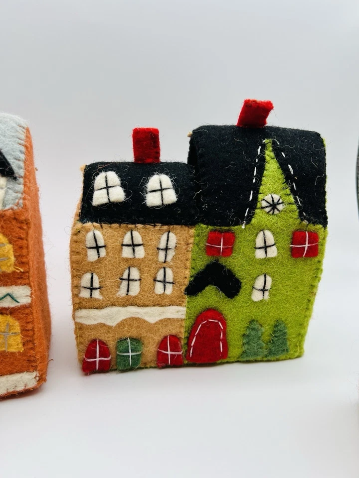 4件套手工羊毛毛毡装饰房屋小屋/圣诞装饰/乡村风格 — 第 4/4 张图片
