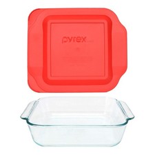 Pyrex 222 2-Quart Glass Baking Dish & 222-PC Red Lid - Made in USA