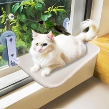Cat Window Perch Seat Hammock Foldable 4 Strong Suction Cups Cream Wand