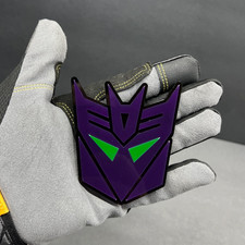 2x Decepticon Transformer Mask Car Fender Badge Emblem Green Eye Purple Decal