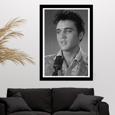 Elvis Presley B&W Poster Vintage Rock n Roll Wandbild Retro Musik Druck