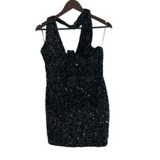 FASION NOVA Black VERA VELVET SEQUIN DRESS! Size XL new