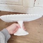 Vintage Milk Glass Hobnail Cake Stand Square Pedestal