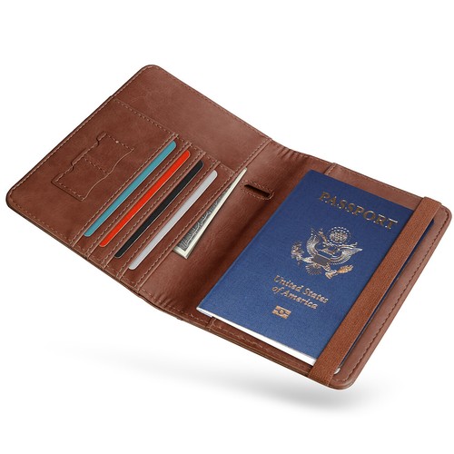 RFID Blocking Slim Leather Travel Passport Holder Credit Card Wallet Case Cover - Picture 8 of 26