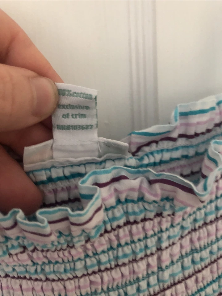 Usado en Excelente Condición Naartjie Kids 10 XXXXL Vestido Solero Azul Púrpura Floral Calado Volantes en Niveles Foto 3 de 4