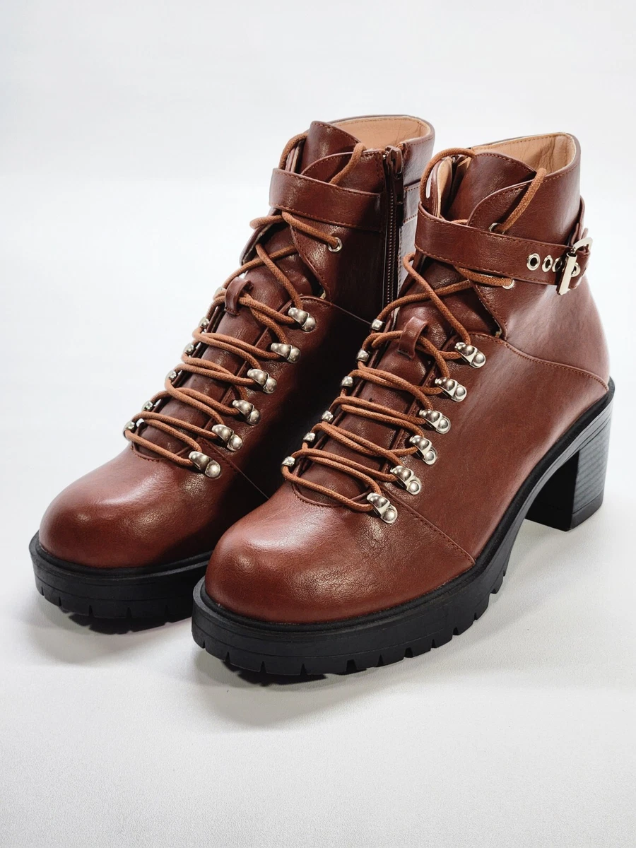 Chase + Chloe Emerson Combat Boots Brown Size 9