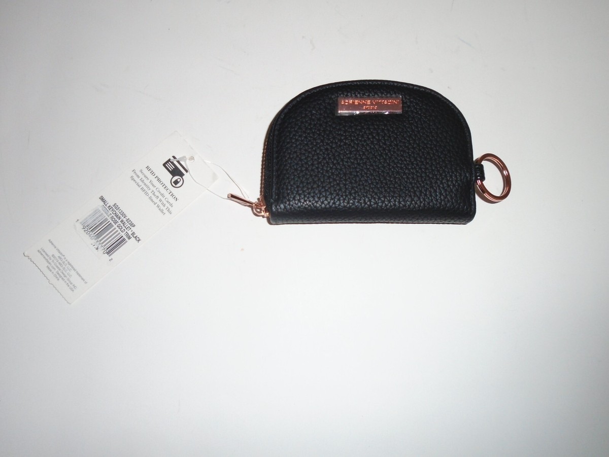 Adrienne Vittadini Pebbled Leather RFID Small Rose Gold Keychain