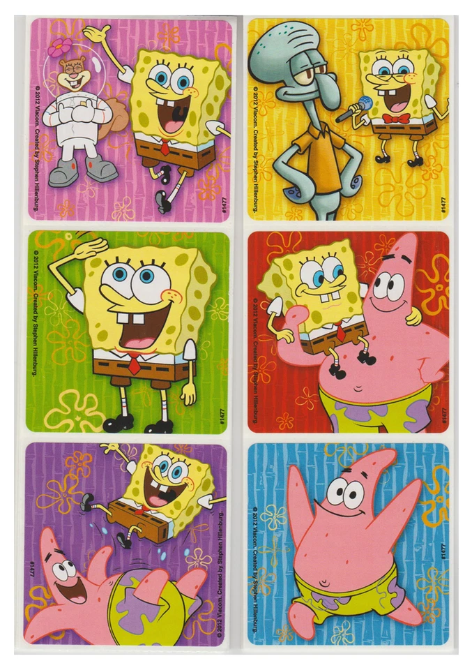 KIDS LOVE STICKERS 25 SpongeBob Squarepants Stickers, 2.5" x 2.5" each, Party Favors