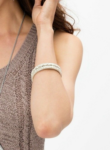 NWT Brighton CASABLANCA PALACE ROYAL Ivory Black Silver Bangle Bracelet MSRP $38 - Picture 4 of 4