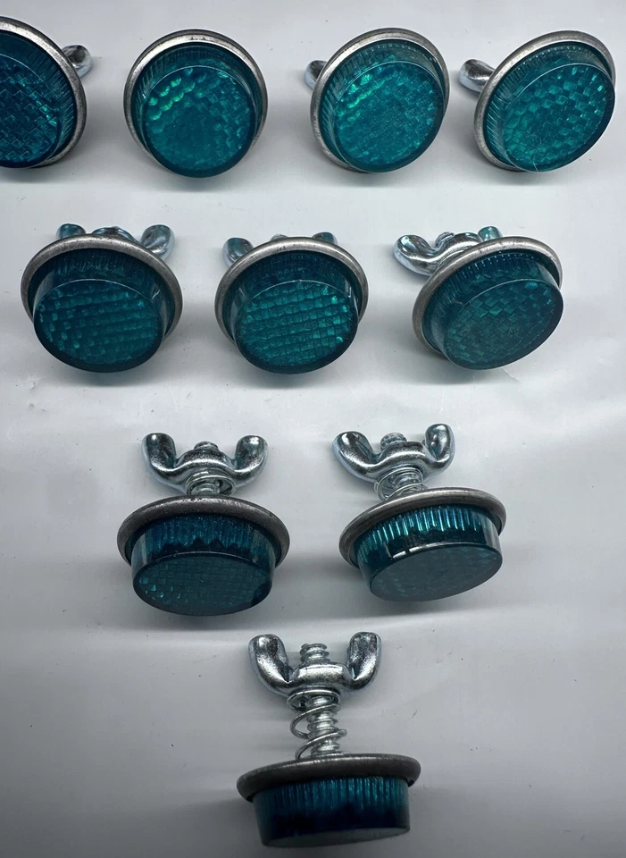 Lote de 20 ~ Placa de Licença Industrial Golias 1" Refletores Verdes Redondos - Imagem 4 de 4