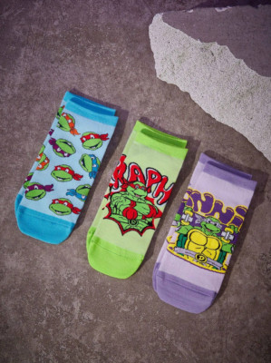 Teenage Mutant Ninja Turtles TMNT Women's Cartoon Ankle Socks - Pack of 3