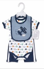 Crib mates 3-Piece Baby Boy Bodysuit, Pant  Bib Set SIZES: 0-3 mo, 3-6 mo, 6-9