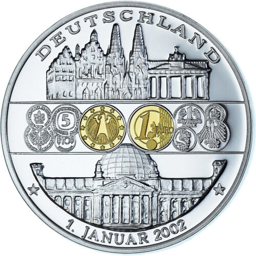 [#1023394] Niemcy, Medal, Adoption de l'Euro, Politics, 2002, STGL, Silv - Zdjęcie 1 z 2