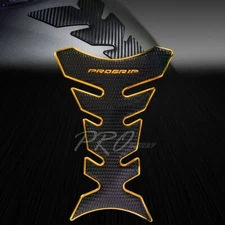 Pro Fuel/Gas Tank Pad Motorcycle/Bike/ATV Grip Tough Protector Black+Chrome Gold
