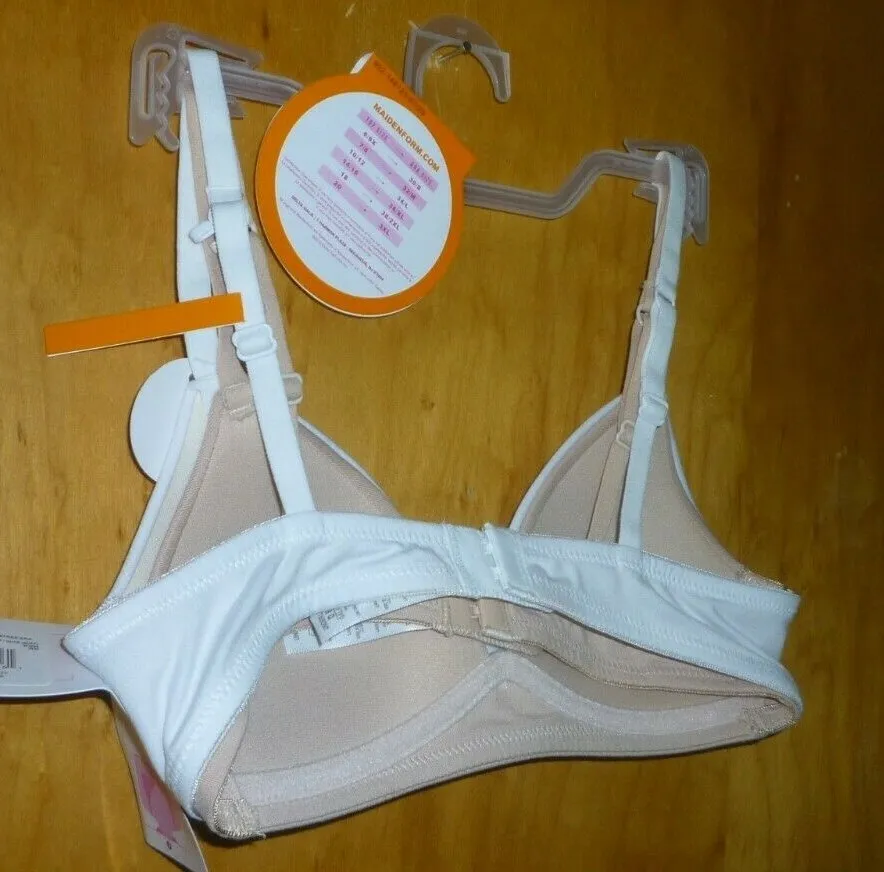 New Girl's Size 30A Maidenform Wirefree T Shirt Bra 2 Pack White and Beige