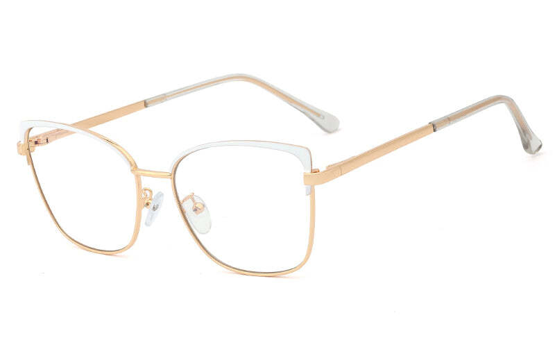 Women's Flat Metal Glasses, Comfortable Spring Temples, Anti-blue Glasses,