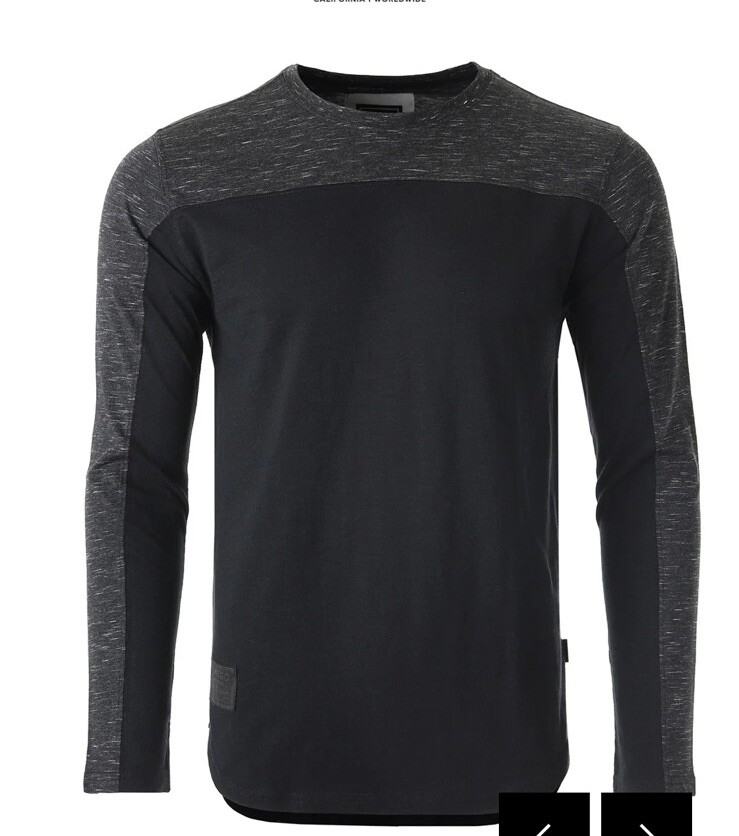 ZIMEGO Men Fashion Block color Long Sleeve Curved Hemline Athletic Hiphop Shirt image 4