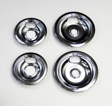 Range Burner Drip Pan Bowl Bib Set for GE 2 of WB32X107 2 of WB32X106 Chrome