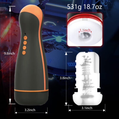 Male Masturbaters Automatic HandsFree Telescopic Cup Heating Stroker Men Sex  Toy